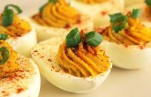 Raspberry Wasabi Deviled Eggs