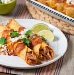 Hot & Spicy Peanut Butter Chicken Enchiladas