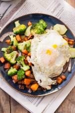 Sweet Potatoes and Broccoli with Fried Egg