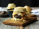 Egg, Sausage and Queso Breakfast Sandwich