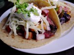 BLOOD ORANGE AND TEQUILA SKIRT STEAK TACOS WITH ROASTED PINEAPPLE DIP