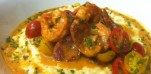 Spicy Shrimp and Sausage over Creamy Polenta