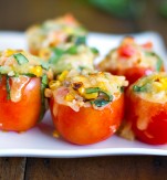 ROASTED CORN AND BASIL STUFFED TOMATOES