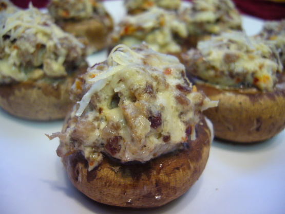 Spicy Sausage Stuffed Monterey Mushrooms - Peppers of Key West